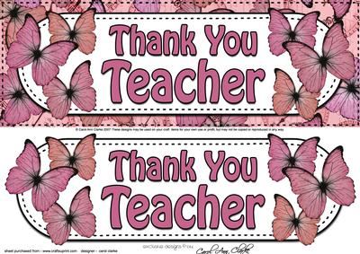 Large Dl Thank You Teacher Quick Card & 3D Decoupage