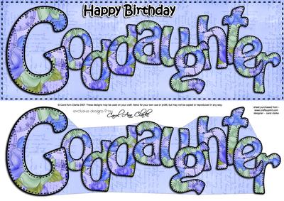 Large Dl Happy Birthday Goddaughter Card & 3D Decoupage