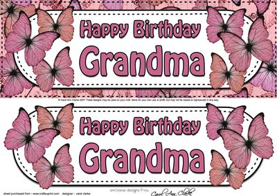 Large Dl Happy Birthday Grandma Quick Card & 3D Decoupage