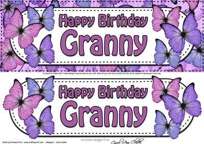 Large Dl Happy Birthday Granny Quick Card & 3D Decoupage