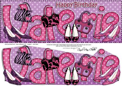 Large Dl Happy Birthday Valerie Quick Card & 3D Decoupage