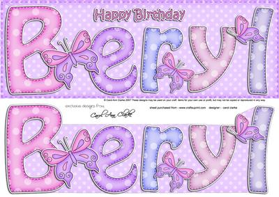 Large Dl Happy Birthday Beryl Quick Card & 3D Decoupage