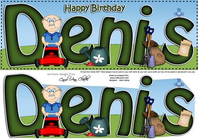 Large Dl Happy Birthday Denis Quick Card & 3D Decoupage