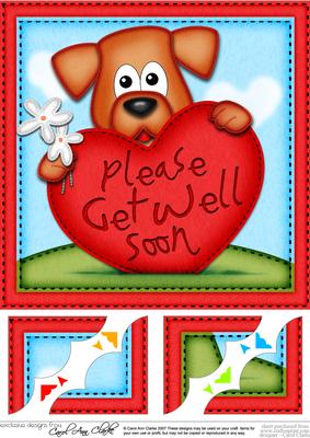 8 x 8 Rusty Dog's Get Well Heart Scalloped Topper