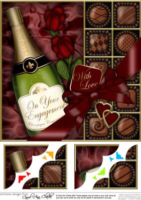 8 x 8 Engagement Champers Chocs N Roses Scalloped Corner