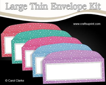 5 Large Slim Xmas Falling Snow Envelopes Kit