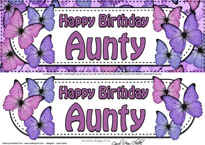 Large Dl Happy Birthday Aunty Quick Card & 3D Decoupage