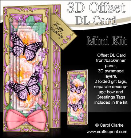 3D Offset Dl Roses & Butterflies Pyramage Mini Kit