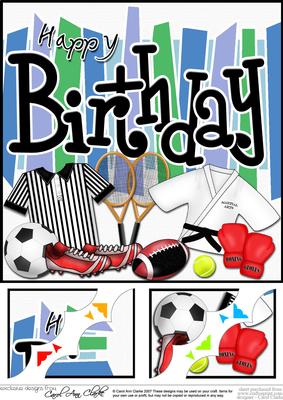 8 x 8 Birthday Sports and Games Scalloped Corner Topper
