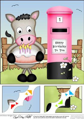 8 x 8 Gigi Horse's Birthday Cake Scalloped Corner Topper