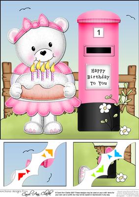 8 x 8 Teddy Tess's Birthday Cake Scalloped Corner Topper