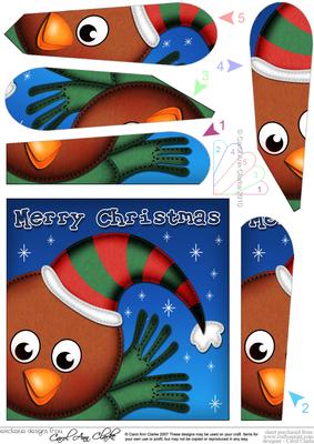 Xmas Robin Fun Novelty Fan Pyramage Topper