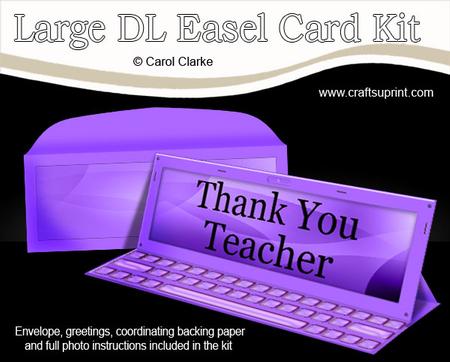 Large Dl Thank You Teacher Computer Easel Card & Envelope