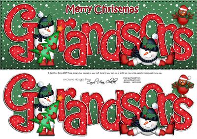Large Dl Xmas Grandsons Snowmen Quick Card 3D Decoupage
