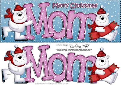 Large Dl Xmas Mom Polar Bears Quick Card 3D Decoupage