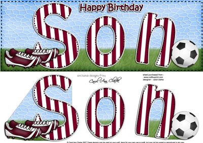 Happy Birthday Son Football Large Dl 3D Decoupage