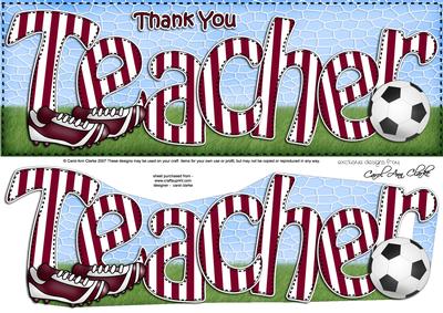 Thank You Teacher Football Large Dl 3D Decoupage