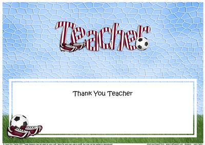 Thank You Teacher Football Matching Large Dl Insert