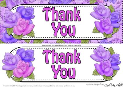 Large Dl Thank You Roses Card & 3D Decoupage