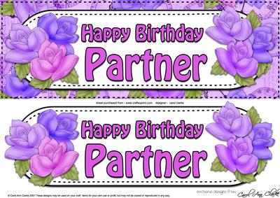 Large Dl Happy Birthday Partner Roses Card & 3D Decoupage