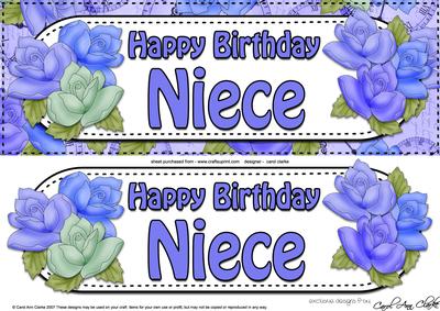 Large Dl Happy Birthday Niece Roses Card & 3D Decoupage