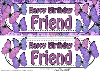 Large Dl Happy Birthday Friend Butterflies 3D Decoupage