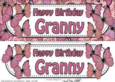 Large Dl Happy Birthday Granny Butterflies 3D Decoupage