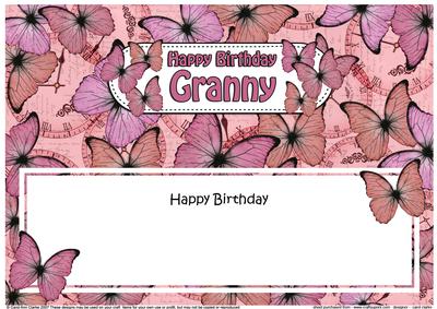 Happy Birthday Granny Butterflies Matching Large Dl Insert