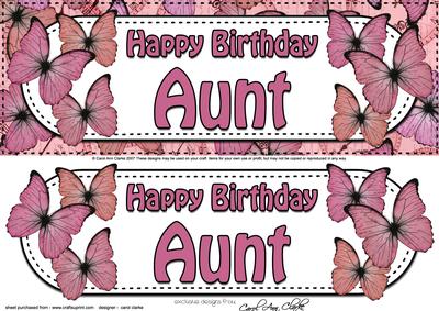 Large Dl Happy Birthday Aunt Butterflies 3D Decoupage
