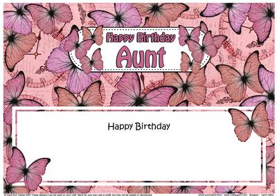 Happy Birthday Aunt Butterflies Matching Large Dl Insert