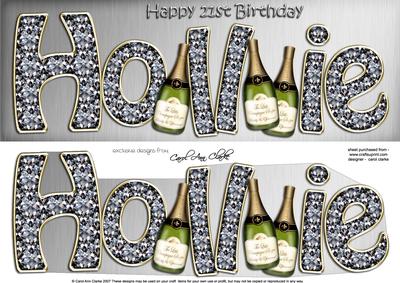 21st Birthday Hollie Champagne & Diamonds 3D Decoupage