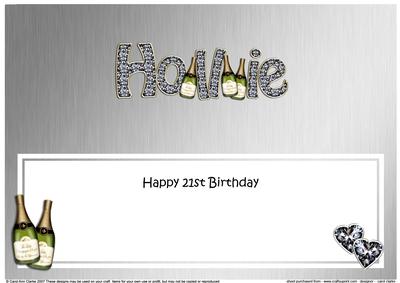 21st Birthday Hollie Champagne & Diamonds Large Dl Insert