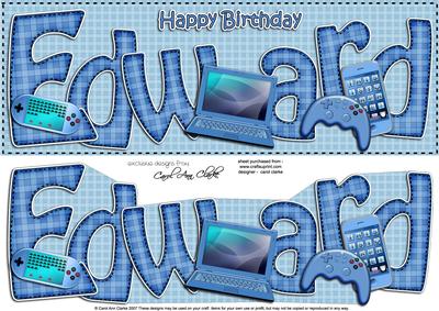Large Dl Birthday Edward Gadgets & Gizmos 3D Decoupage