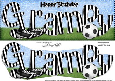 Happy Birthday Grampy Football Large Dl 3D Decoupage