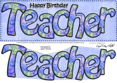 Large Dl Birthday Teacher Roses 3D Decoupage