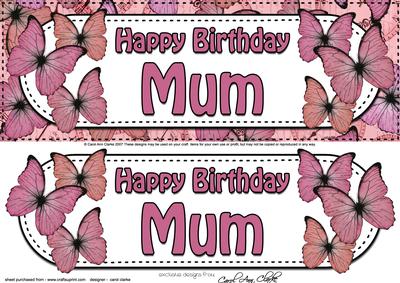 Large Dl Birthday Mum Butterflies 3D Decoupage