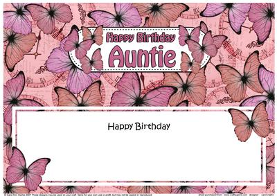 Birthday Auntie Butterflies Matching Large Dl Insert