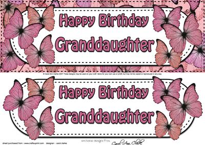 Large Dl Birthday Granddaughter Butterflies 3D Decoupage