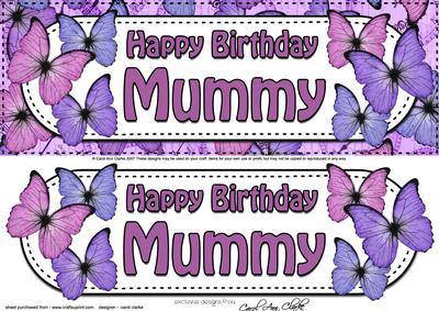 Large Dl Birthday Mummy Butterflies Card & 3D Decoupage