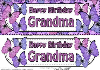 Large Dl Birthday Grandma Butterflies Card & 3D Decoupage