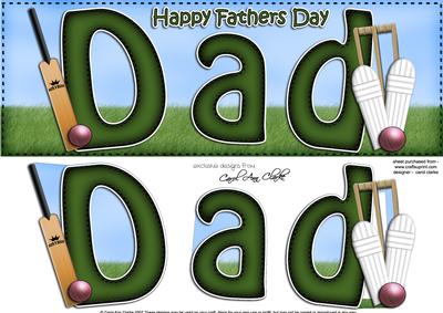Large Dl Fathers Day Dad Cricket Card N 3D Decoupage