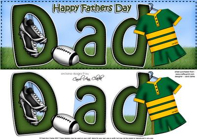 Large Dl Fathers Day Dad Rugby Card N 3D Decoupage