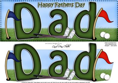Large Dl Fathers Day Dad Golf Card N 3D Decoupage