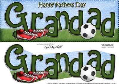 Large Dl Fathers Day Grandad Football Card N 3D Decoupage