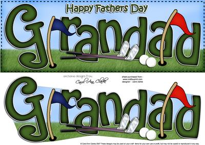 Large Dl Fathers Day Grandad Golf Card N 3D Decoupage