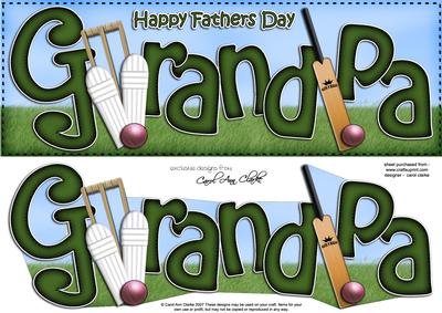Large Dl Fathers Day Grandpa Cricket Card N 3D Decoupage