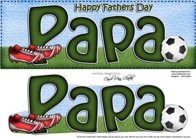 Large Dl Fathers Day Papa Football Card N 3D Decoupage