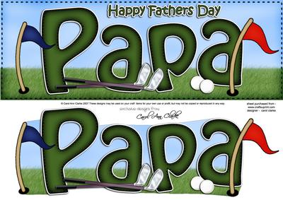 Large Dl Fathers Day Papa Golf Card N 3D Decoupage