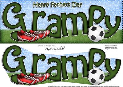 Large Dl Fathers Day Grampy Football Card N 3D Decoupage