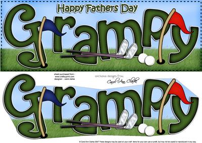 Large Dl Fathers Day Grampy Golf Card N 3D Decoupage